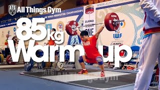 85kg Snatch Warm-up Almaty 2014 World Weightlifting Championships