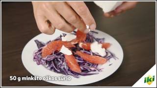 Raudonųjų kopūstų ir greipfrutų salotos