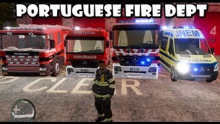 GTA IV - Portuguese Fire Dept responding to a warehouse fire / Bombeiros Portugueses