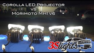 Toyota Corolla LED Projector vs Morimoto MH1 v6