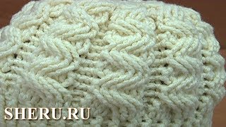 Шапка крючком с объёмными переплетениями. Урок 246