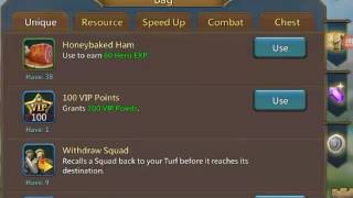 Lords Mobile: smaller bag tips and tricks