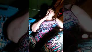 Big girl smoking coughing