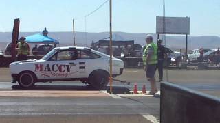 1800cc Toyota 4age Turbo powered Datsun 1200 GX Coupe' runs a 10,2 sec quarter mile