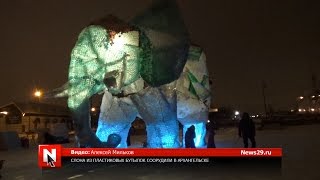 Слона из пластиковых бутылок соорудили в Архангельске