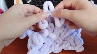 Как вязать плед из плюшевой пряжи. Alize Puffy