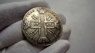 рубль 1727 СПБ Биткин #155 малый вензель + неописанная ошибка "импIратор"