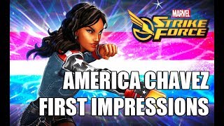 America Chavez Rank up, First Impressions & Gameplay - Marvel Strike Force