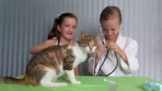 ИГРА ДОКТОР Играем в доктора Лечим нашу кошечку Делаем укол . укол кошке
