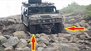 EXTREME 4X4 OFFROAD Hummer H1 almost BREAKING tie rod on rocks