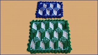Вязание 3D коврика крючком из пряжи. 3D узор. Узор крючком в технике 3D. Crochet 3D pattern.