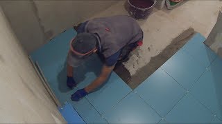быстрая укладка плитки в ванной!!! чистые швы!!!