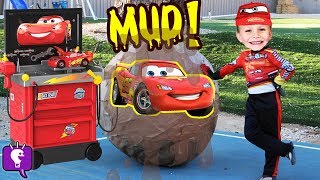 Giant CARS MUD Egg with Lightening McQueen and Hot Wheels Toys