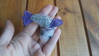 0749 Брошь рыбка из бисера, объемная, Fish brooch
