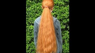 haircut on really long and thick red hair all cut off to a bob style