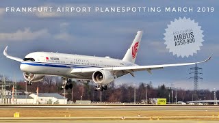 SPECTACULAR CROSSWIND LANDINGS + GO AROUND - STORM hits Frankfurt Airport -  March 2019