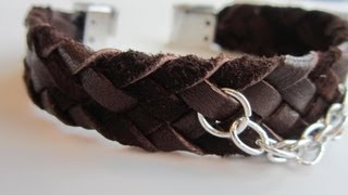 6 strands leather bracelet.  DIY .Кожаный браслет . Плетение в 6 нитей.