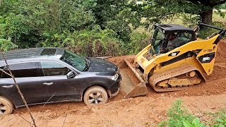Pulling My Car Out from Mud with Bobcat