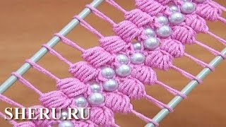 Crochet Hairpin Beaded Lace Tutorial 38 Лента на вилке с бусинками