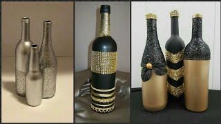 New Wine Bottle Glitter  Decoration Idea's .