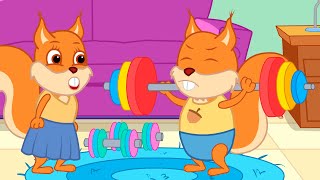 Famille d'Écureuil - Haltères De Couleur Animé 2022 en Français