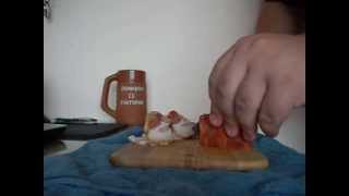 BUSK - cutting bacon appetizer with my camp knife