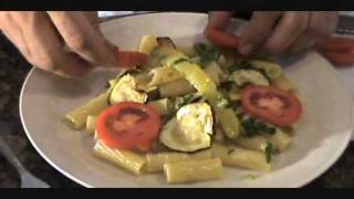 PESTO RIGATONI WITH SQUASH AND ZUCCHINI