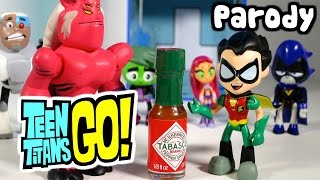 TEEN TITANS GO! Robin Drinks Hot Sauce and becomes EVIL at T-Tower