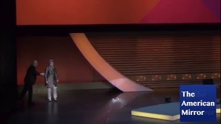 Hillary Clinton needs help onto stage -- but conquers single step!