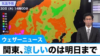 関東、涼しいのは明日まで