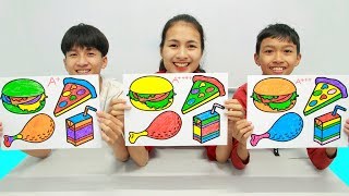 4 makanan cepat saji, Warna Warni Belajar Menggambar dan Mewarnai untuk Anak