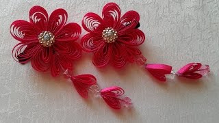 DIY Заколочка в стиле квиллинг из тонкой ленты/  Barrette in quilling style