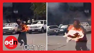 Shocking! Man Sets Police Car On Fire With Officer Inside