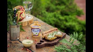 Купаты на гриле с картофелем и сливочным соусом
