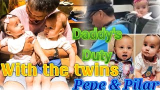 Its Pepe en Pilar playing outside.Athlete moves ang twins.