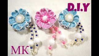 ?Бантики "Пушинки"?/Из ленты 2.5см/?Flowers Kanzashi/Tutorial/D.I.Y