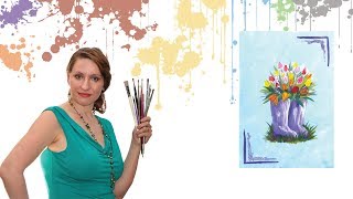 Правополушарное рисование - Тюльпаны в сапогах