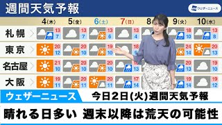 【週間天気予報】晴れる日多い 週末以降は荒天の可能性