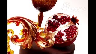 Украшение торта гранатом (pomegranate on the cake)