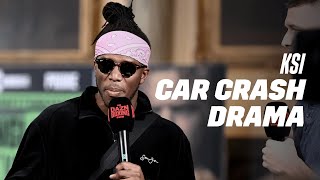 KSI Showed Up To The DAZN X Press Conference After Getting Into A CAR CRASH