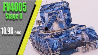С ОДНОЙ ПОЗИЦИИ 10.9К dmg, FV4005 Stage II, карта Заполярье.  WoT 1.7.0. 2К VIDEO.