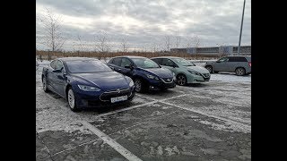 nissan leaf E+ 62 kwt/h 2019год. 4 часть, заезд с 40kwt leaf и tesla s 70d