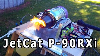 JetCat P-90 RXi model jet engine, run-up and walkaround