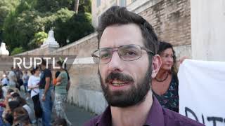 Italy: Dozens protest in Rome against COVID green pass