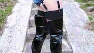 pvc thigh length boots/suspenders