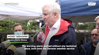 Seehofer dismisses criticism of government actions amid record flooding in Germany