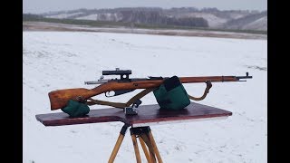 Стрельба  на 1000 м. /1000 meters 91/30 russian sniper rifle shooting (1944 Izjevsk+ PU)