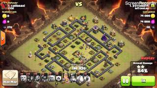 Clash of clans TH9 Gowipe vs Max TH9 base