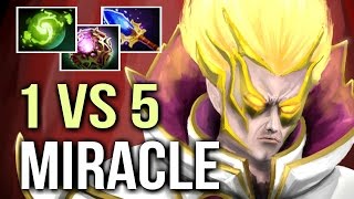 Almost 1 vs 5 Miracle- Invoker God Disaster Game 9k MMR Gameplay 7.05 Dota 2
