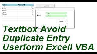 Textbox Avoid Duplicate Entry Userform Excel VBA